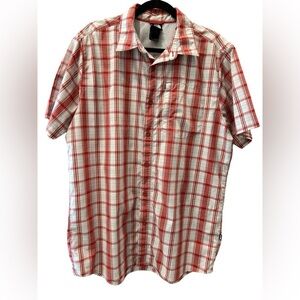 North Face Men’s Red/White Plaid Button Down Shirt. Size large.